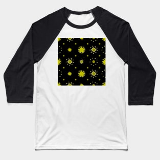 Suns and Dots Yellow Green on Black Repeat 5748 Baseball T-Shirt